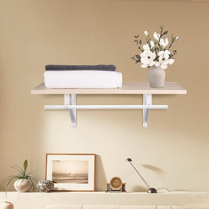 HOME MASTER HARDWARE Heavy Duty Closet Shelf Rod Brackets Supports 250lbs, Wall Mounted Closet Shelves Bracket with Rod Shelving Support, White with Screws 10-Pack