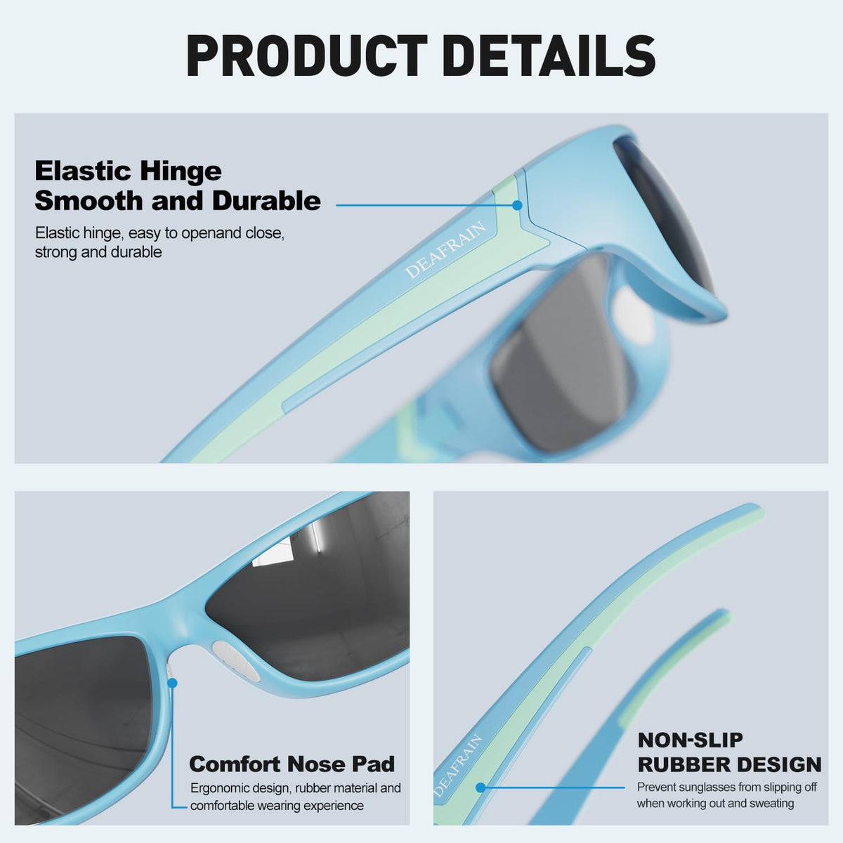 DEAFRAIN Polarized Sports Sunglasses for Men Women Driving Fishing Cycling Running Golf Glasses Wrap Around Goggles UV400 Protection