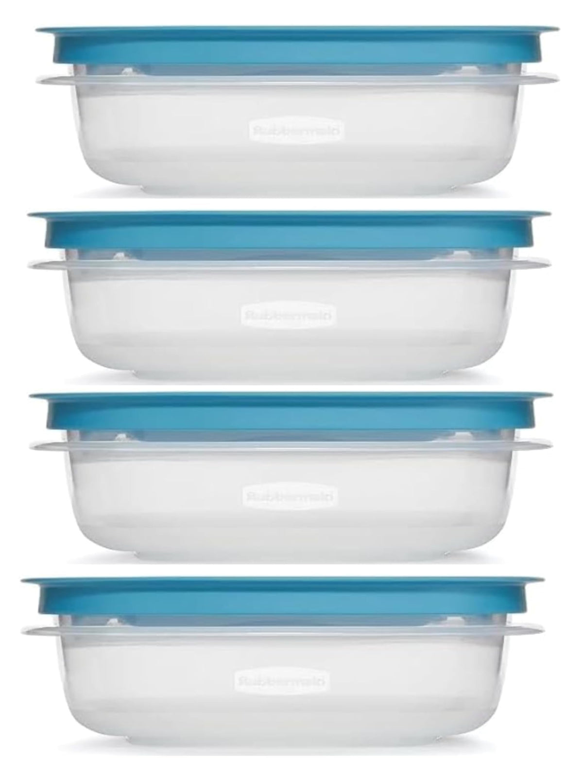 Rubber maid Storage Containers, Easy Find Lids, Teal, 3 cup, Flex & Seal, Leak Proof Lids, Food Storage Set, Clear Meal Prep Flex Containers, 3 Piece Set, Utenselux