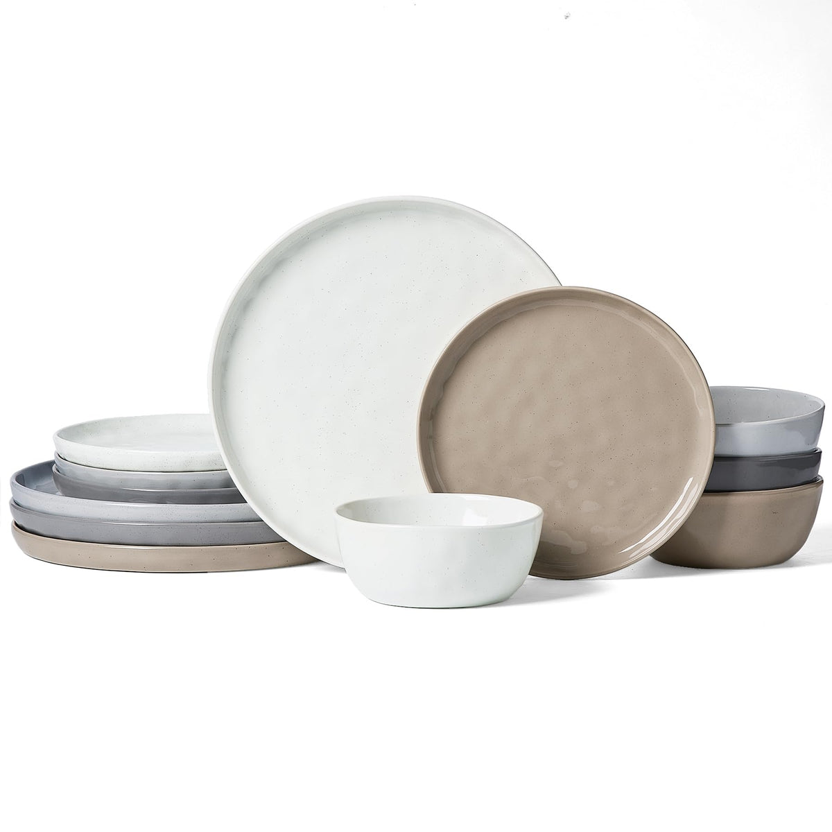 Famiware Mars Stoneware Dinnerware Set for 8, White