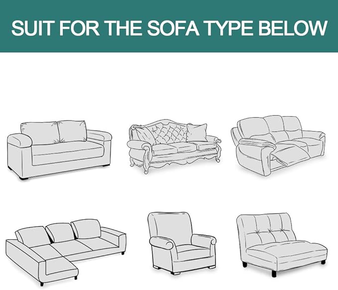MYSKY HOME White Geometrical Sofa Covers, Sectional Couch Covers for 2 Cushion Couch Couch Cover Living Room Sofa Throws Sofa Slipcovers for Pets, Kids (Large, 71" x 102", White)