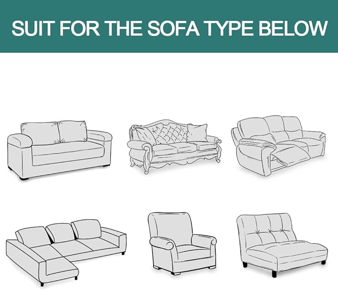 MYSKY HOME Light Grey Geometrical Sofa Covers, Couch Cover for 2 Cushion Couch, Sectional Couch Cover Living Room Sofa Throws Sofa Slipcovers for Pets, & Kids (X-Large, 71" x 118", Light Grey)