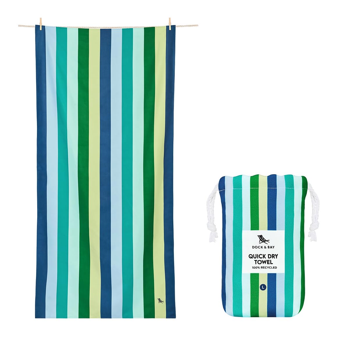 Dock & Bay Beach Towel - Quick Dry, Sand Free - Compact, Lightweight - 100% Recycled - Includes Bag - Havana Cabana - Set of 4 - Large (160x90cm, 63x35)