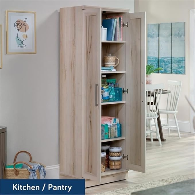 Sauder HomePlus Two Door Storage Cabinet/Pantry Cabinet, Pacific Maple Finish | Two Door, Finish