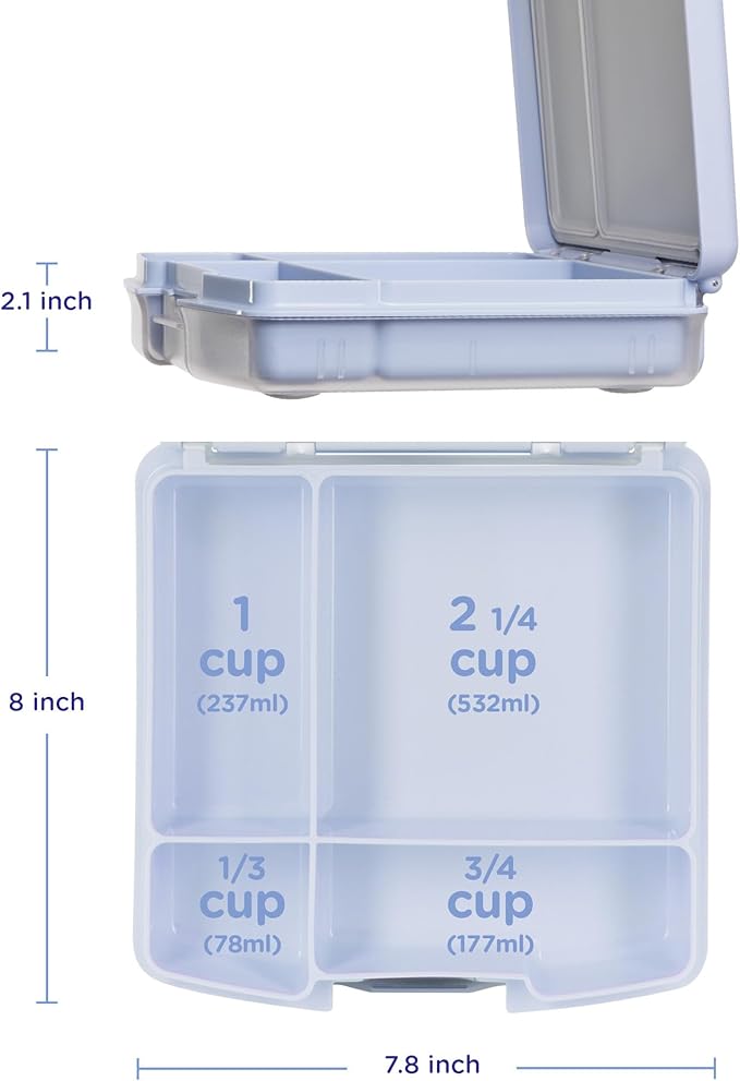 Ubbi Bento Lunch Box for Kids with 4 Compartments, BPA-Free, Leakproof, Dishwasher Safe, Food-Safe Material, Portion-Controlled Lunch Container, Back to School, Cloudy Blue