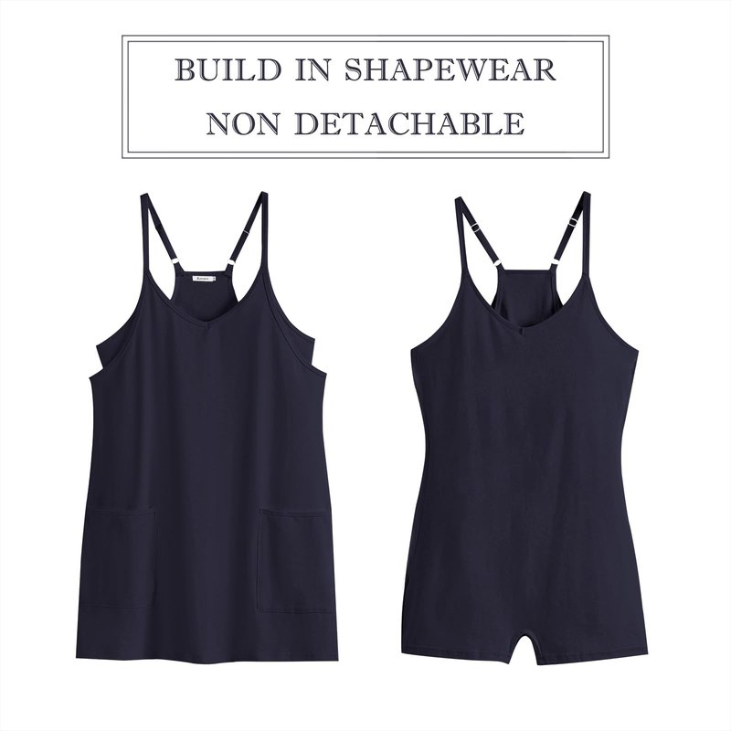 ANRABESS Women Athletic Dress Summer Tennis Workout Active Sports Mini Romper Dress Built in Shorts Travel Vacation Clothes Navy Blue Medium