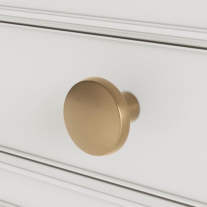homdiy 20 Pack Champagne Bronze Cabinet Knobs Round Kitchen Handles Zinc Alloy Metal Hardware for Dresser Drawer Desk Cupboard