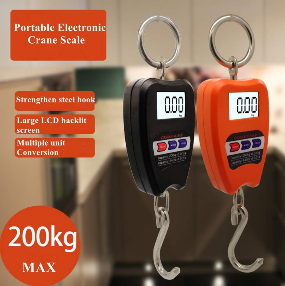 Hanging Weight Scale Industrial Heavy Duty for Farm, Hunting, Bow Draw Weight, Big Fish & Hoyer Lift with Accurate Sensor Digital, Professional (440LBS Orange)