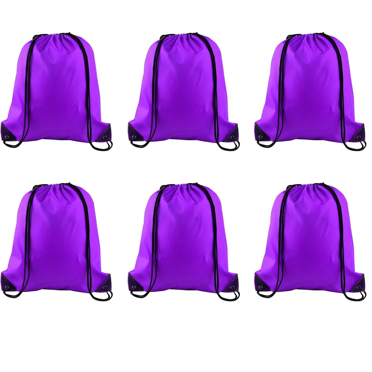 PLULON 6 Pcs Drawstring Bags Bulk Purple Drawstring Backpack String Backpack Cinch Sack Sport Gym Backpack Bags for Yoga Traveling Outdoor Sports