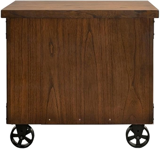 Pemberly Row Rustic Wood Lateral File with Legal/Letter File Drawer in Brown, Solid Wood, Sturdy Construction, Office or Home Storage, Secure Document Organization, Durable Design