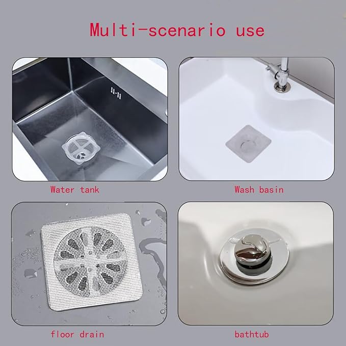 Disposable Floor Drain Sticker, Hair Drain Catcher, Shower Drain Square Mesh