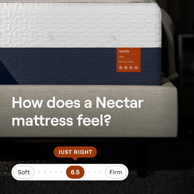 Nectar Ultra Twin XL Adjustable Base & 15” Mattress - Head & Foot Incline - Medium Firm Memory Foam - Cooling Upgrade - 3 Massage Settings - 365-Night Mattress Trial