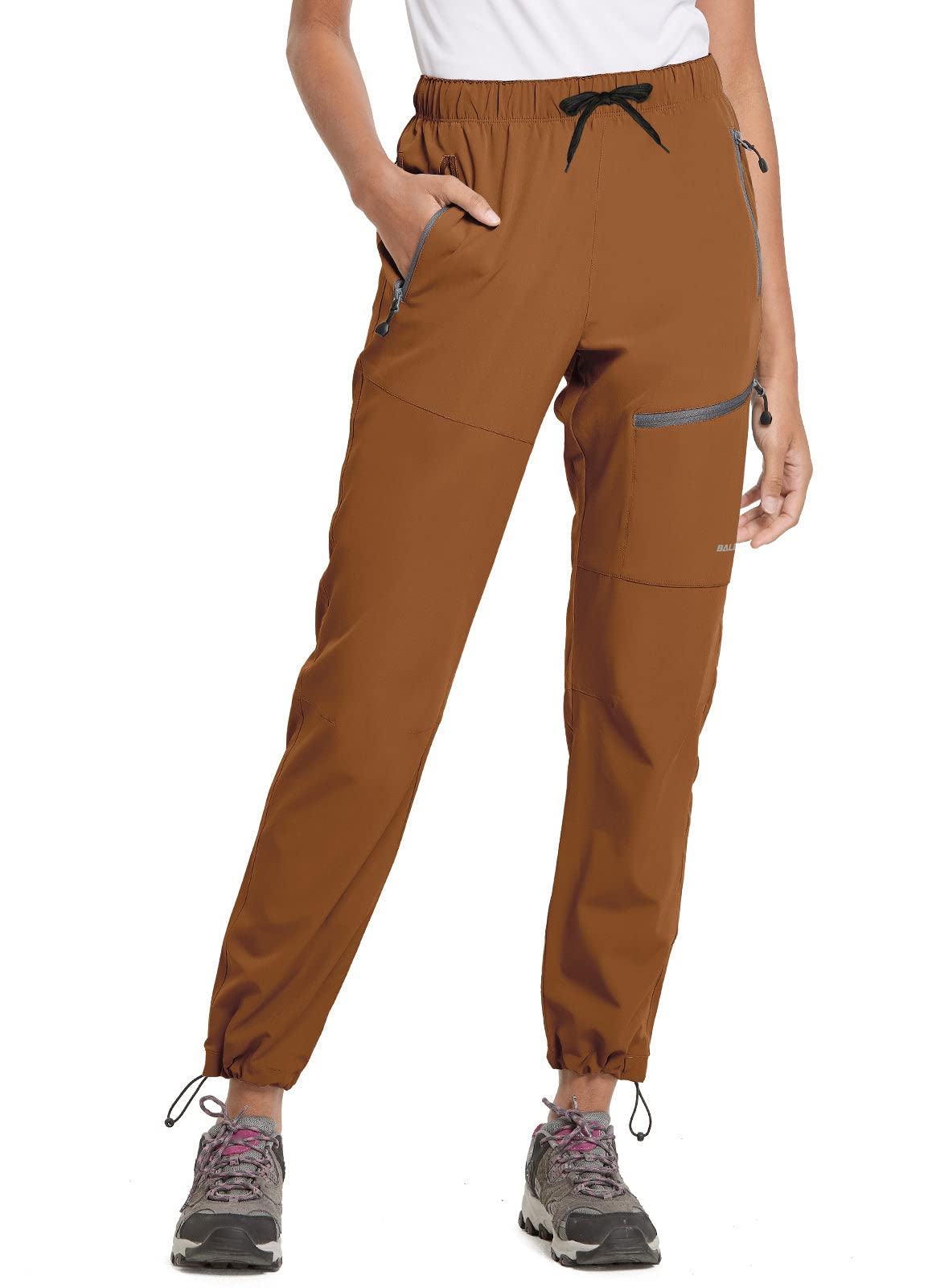 baleaf Cargo Pants for Women Petite Joggers Lightweight Quick Dry Pant Water Resistant 27'' Travel Workout Athletic Trip 27''-Caramel S