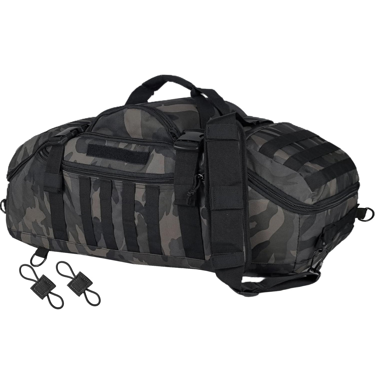 EASY BW 55L Large Travel Gym Duffle Bag Military Tactical Backpack, Army Pack 3 Day Bug Out Bag Rucksack for Outdoor Sport Hiking Camping with Molle System, Black Camo