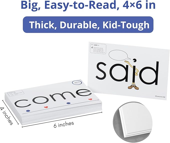 Sight Word Flash Cards with Sound Mapping & Phonics, Set 1 (High-Frequency Words 1–50) - Picture-Embedded, Multisensory Learning for Pre K - Grade 3 - Homeschool & Classroom Use - Model EW-25