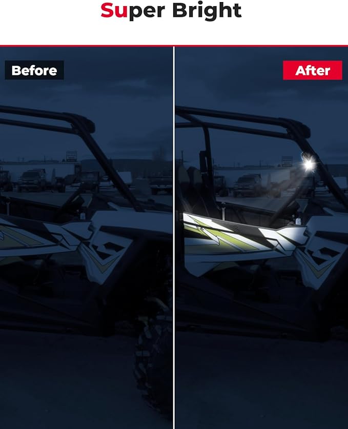 KEMIMOTO UTV Dome Light Vehicle Cab LED Light, White Bright Waterproof Solid Golf Cart Roll Cage Lighting, Compatible with RV Truck Tractor Polaris RZR Ranger Can Am Maverick X3 Defender