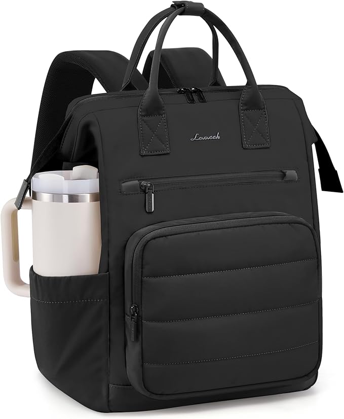 LOVEVOOK Puffer Laptop Backpack for Women, 17 Inch Work Backpack purse for Nurse Teacher, College Bookbag Personal Item Travel Bag Computer Daypack for Daily Commute