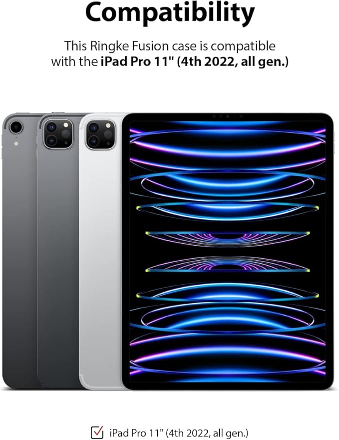 Ringke Fusion [Case + Pencil Holder] Compatible with iPad Pro 11 Inch Case (4th 2022, 3rd 2021, 2nd 2020, 1st 2018) Transparent Hard Back Shockproof Double Air Pocket Bumper - Clear