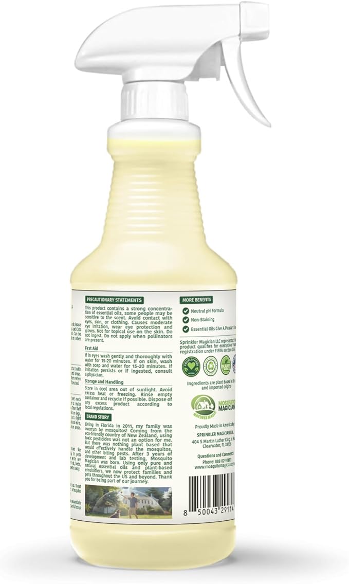 Mosquito Magician Indoor and Outdoor Spray - Use for Carpet, Furniture, Bedding, Couches & Pets – Plant-Sourced with Essential Oil – Cedarwood, 16 OZ