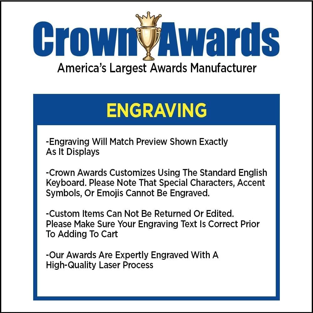 Crown Awards 7" Custom Engraved Cup Trophy, Personalized Glass Cup Award with Your Text