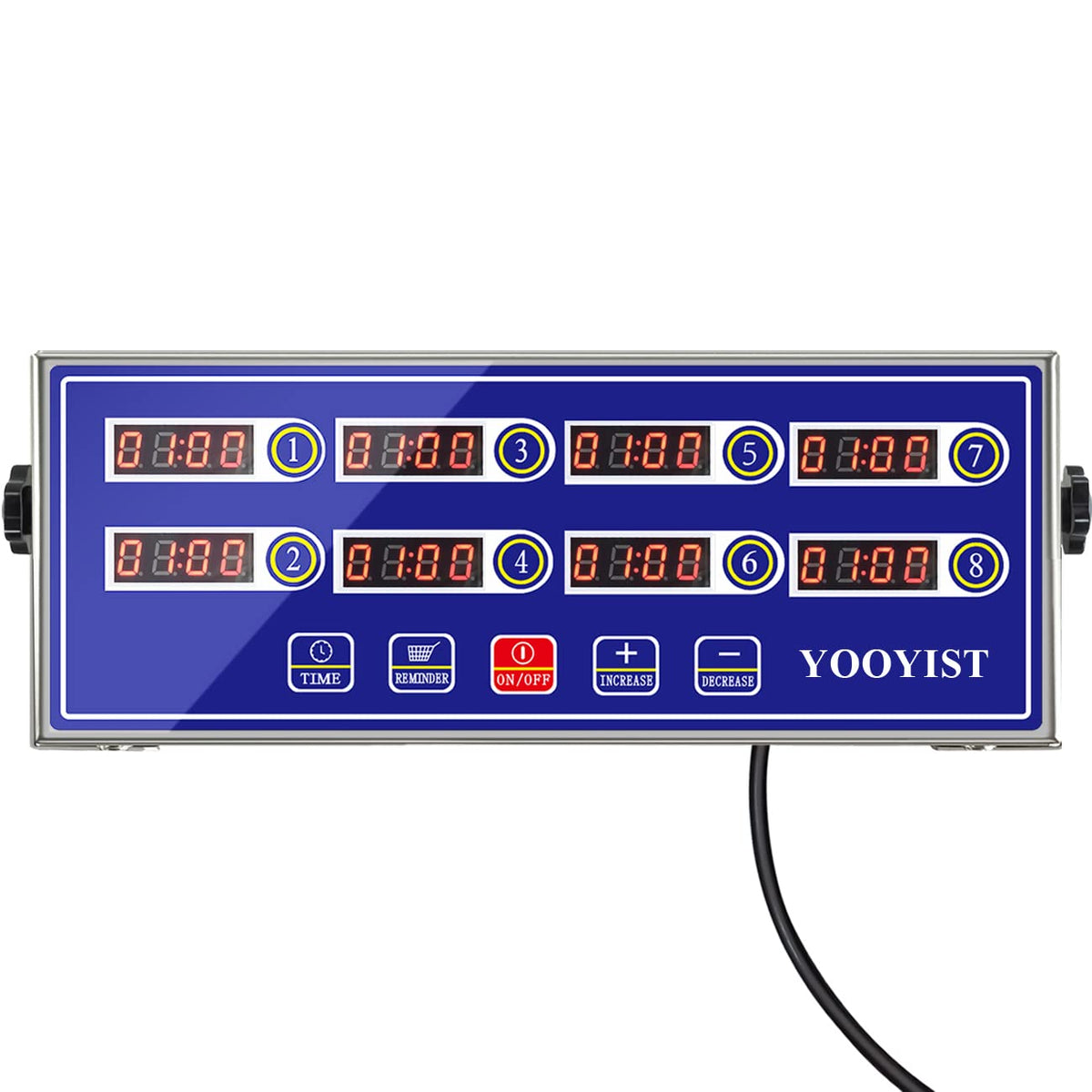 YOOYIST Precision Kitchen Timers for Cooking – 8 Channel Commercial Kitchen Timer Restaurant Kitchen Supplies – Stainless Steel Digital LED Chef Cooking Timer – Reminder Function, Loud Alarm, Black