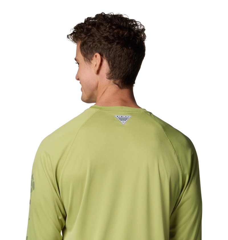 Columbia Men's PFG Terminal Tackle Long Sleeve Fishing Shirt, Pear/Cypress Logo, 5X