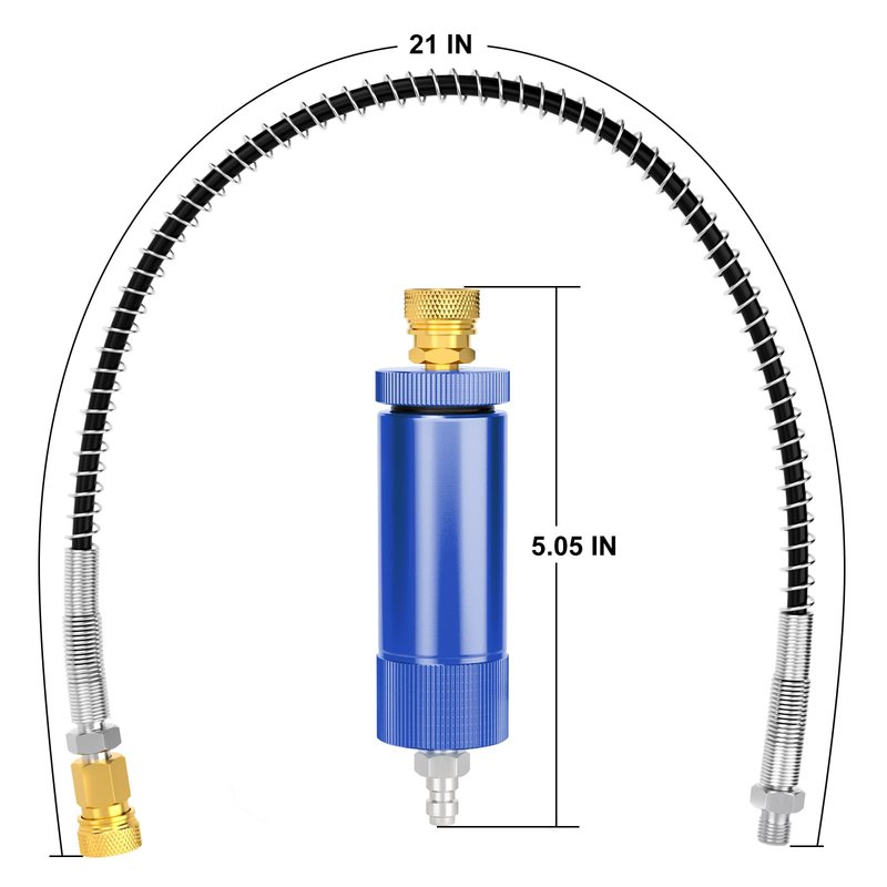 MEANLIN MEASURE 30Mpa Water-Oil Separator With 20 inch Spring Flexible Hose and 8MM & M10 Fast Connecting Internal Thread Mother Head For High Pressure Air Compressor Pump Blue