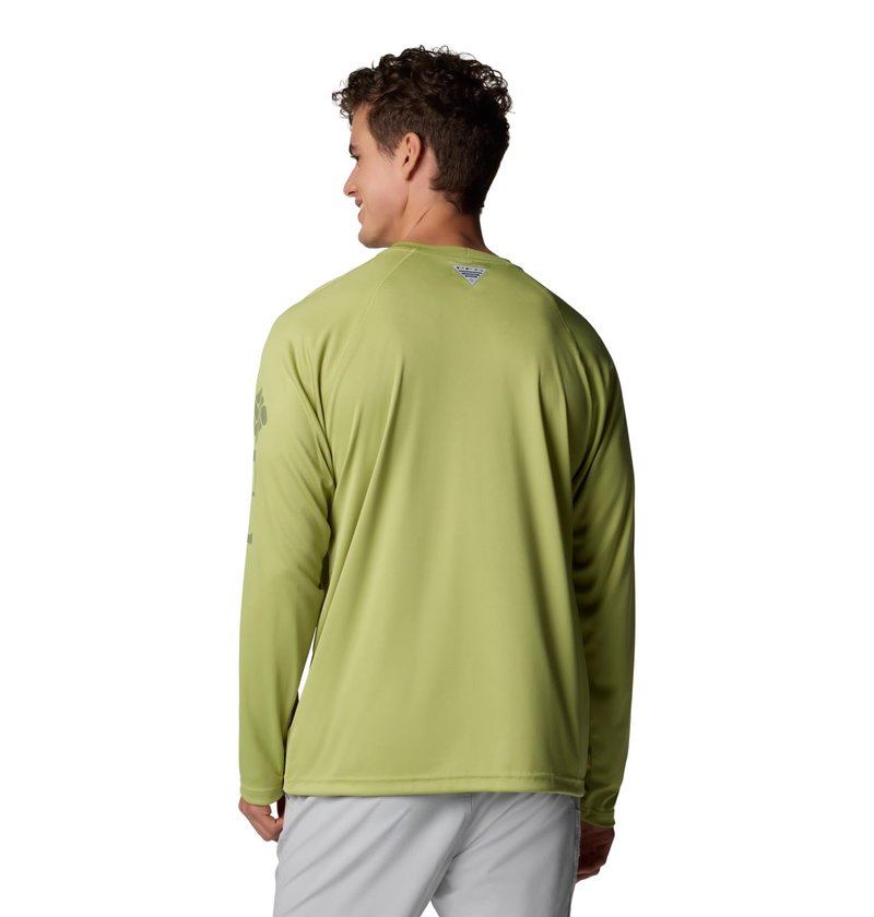 Columbia Men's PFG Terminal Tackle Long Sleeve Fishing Shirt, Pear/Cypress Logo, 5X