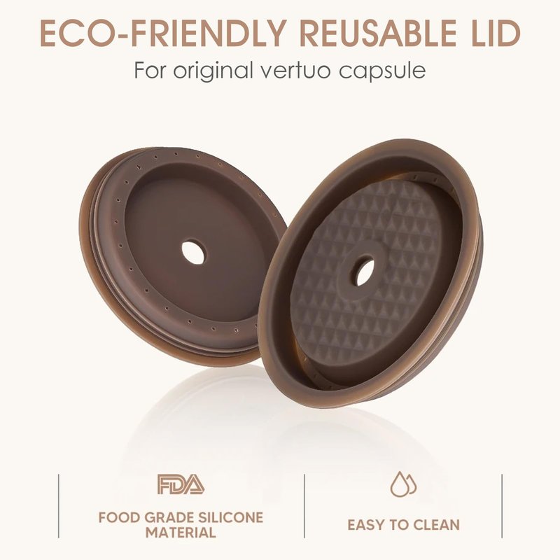 Sendoger Starter Set (4 Cups & 2 Silicone Lids) Reusable Pods for Nespresso Vertuo, 2x150ml & 2x230ml Refillable Coffee Capsules Compatible with Vertuoline Plus & GCAT1 and ENV135/150,No Foil Needed