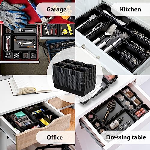 Simple Houseware Interlocking Desk Drawer Bins Organizer, 10 Packs, Black - size: Pack of 10