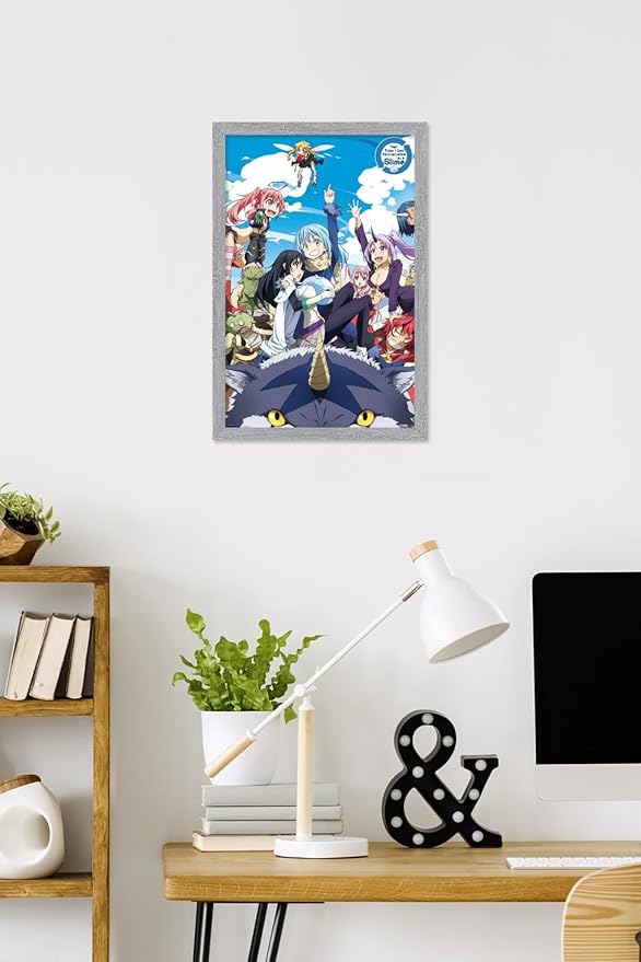 Trends International That Time I Got Reincarnated As A Slime - Group Wall Poster, 22.4L x 14.7W, Gray Framed Version