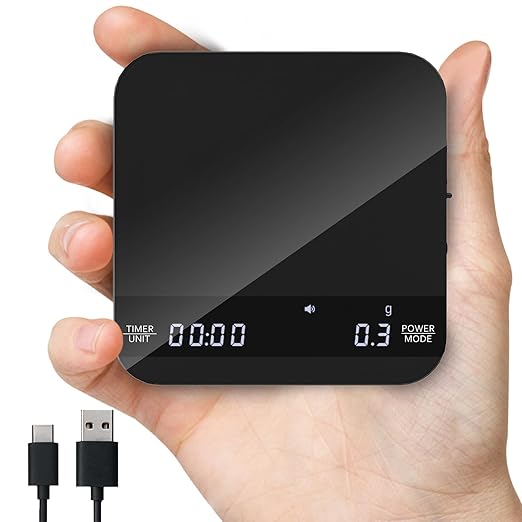 Espresso Coffee Scale with Timer, 0.1g/2kg, USB-C Rechargeable