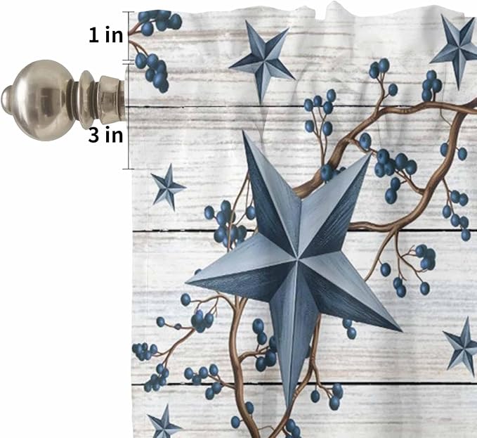 Kitchen Curtains Tiers and Valance Set of 3, Farmhouse Light Filtering Window