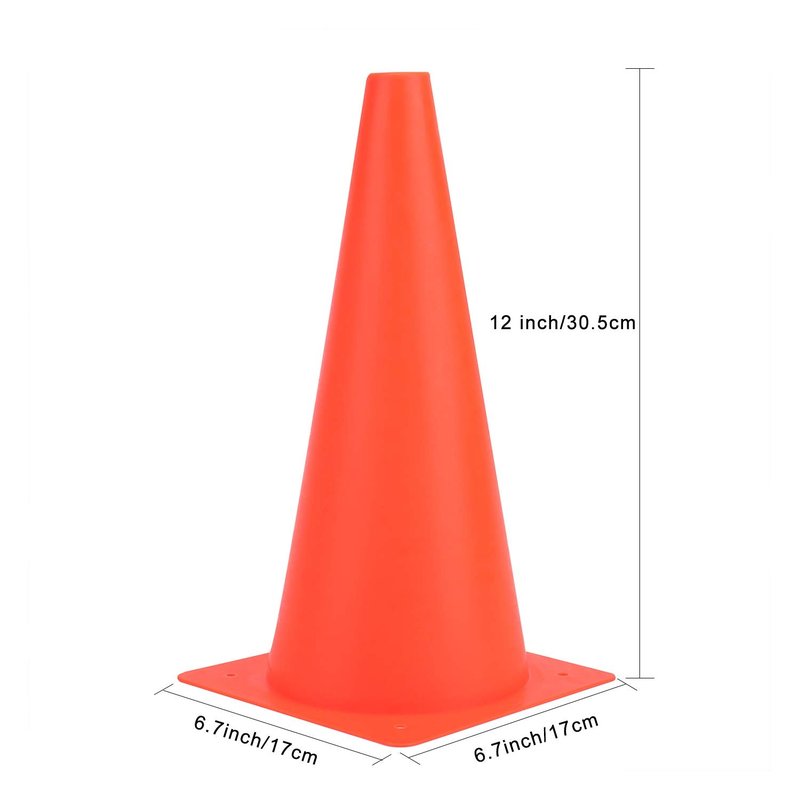 12 Inch 12 Pack Orange Traffic Training Cones, Plastic Safety Parking Cones, Agility Field Marker Cones for Soccer Basketball Football Drills Training, Outdoor Sport Activity & Festive Events
