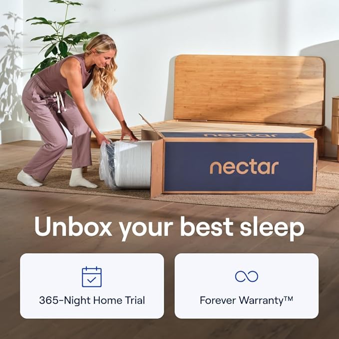 Nectar Luxe Hybrid 14” Full Mattress - Medium Firm - Memory Foam & Innerspring Coils - Cooling Fibers - 3” Pressure Relief Layer - Mattress in a Box - 365-Night Trial & Forever Warranty