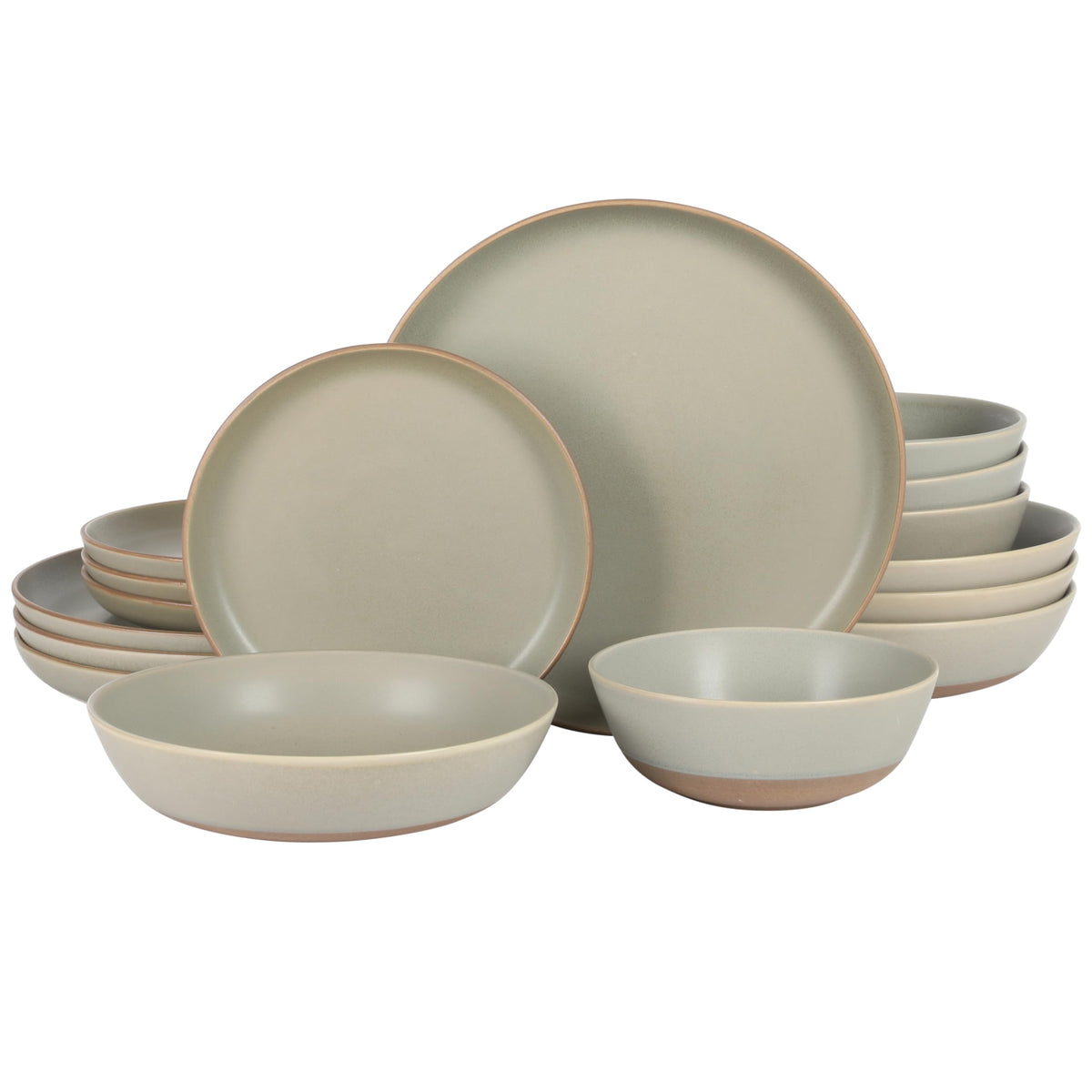 Gibson Elite Echo Bay 12 Piece Porcelain Reactive Glaze (Service for 4) Ceramic Plates and Bowls Modern Stackable Dinnerware Set - Blue