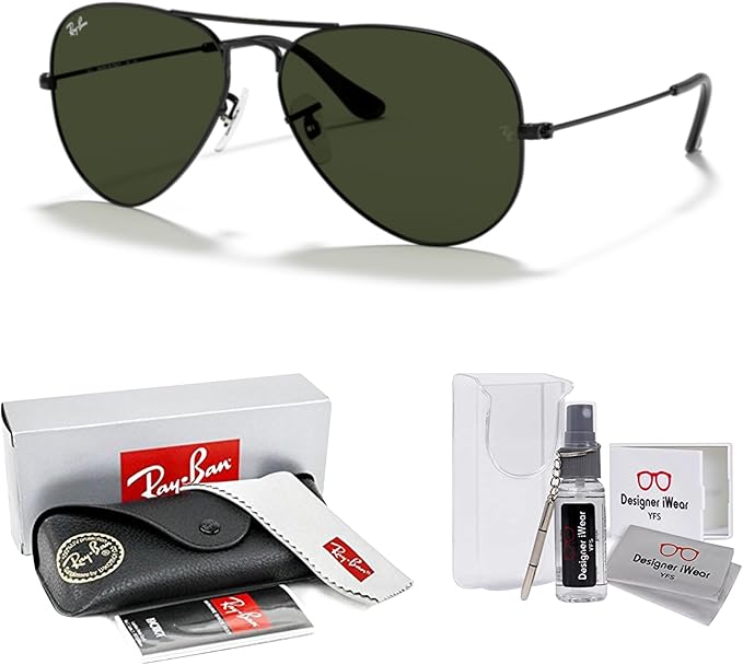 Ray-Ban RB3025 Metal Aviator Sunglasses For Men For Women +BUNDLE with ACCESSORY EYEWEAR KIT