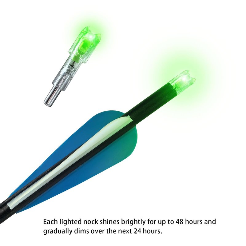 xxiaojun 18PCS Lighted Nocks for Crossbow Arrows with .252 .285 .297 .300 .305 Inside Diameter,High Visibility Led Arrow Nocks,Half-Moon Light up Knocks for Archery Hunting.