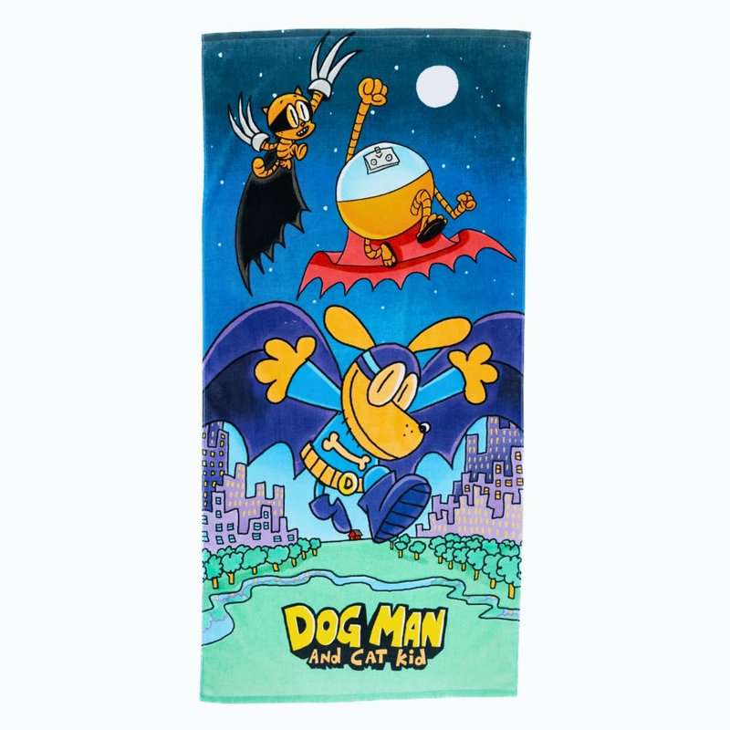 Dog Man Supa Cop & Petey Book Kids Super Soft Cotton Bath/Pool/Beach Towel, 58 in x 28 in, (Offically Licensed Product) By Franco