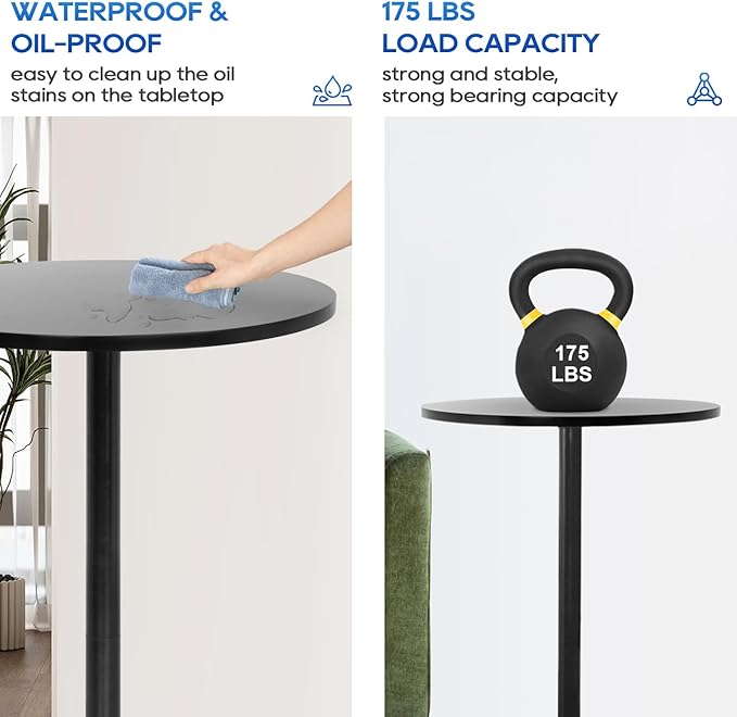 FDW Bistro Pub Table 2 Pack 40 Inch Height Cocktail Table Round Bistro Bar Table for Home and Kitchen Dining