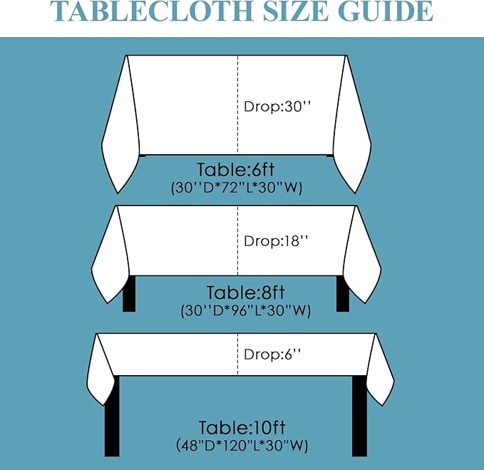 VidaFete Table Cloth 90 * 132inch 10 Pack Rectangle Tablecloth Polyester, Stain Wrinkle Resistant Polyester Dining Table Cover for Kitchen Dinning Party Wedding Rectangular Tabletop Decoration(White)
