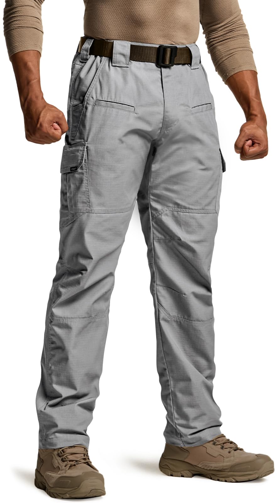 CQR Men's Tactical Pants, Water Resistant Ripstop Cargo Pants, Lightweight EDC Work Hiking Pants, Outdoor Apparel, Raider Stone, 32W x 32L