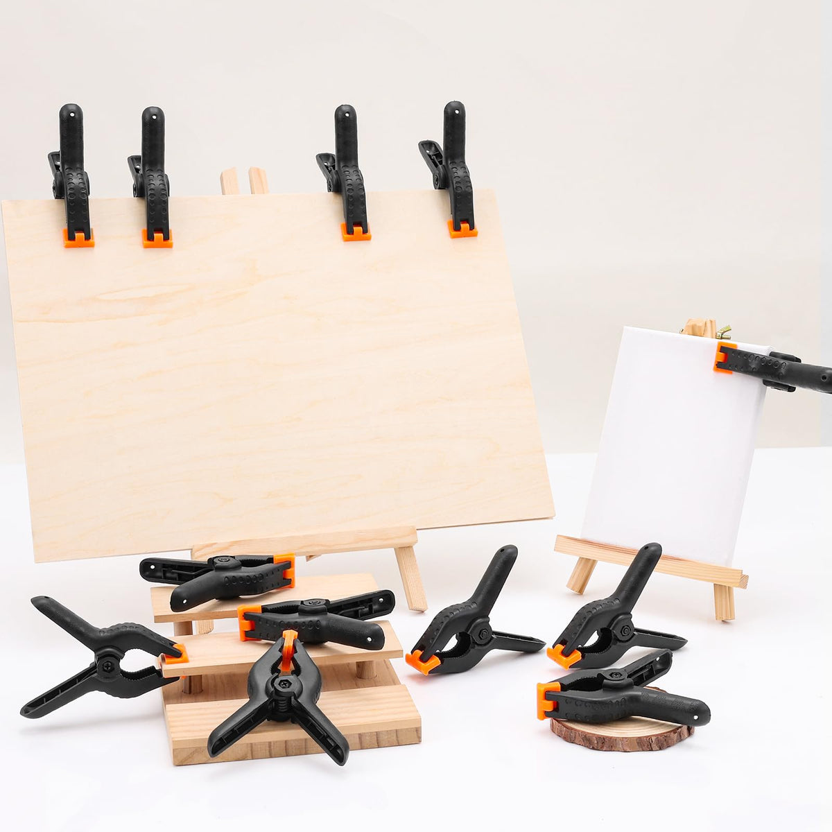 20 Pack 4.5 inch Plastic Spring Clamps, Black Heavy Duty Clips, Backdrop Clips, Woodworking Clamps, Plastic Clamps for Crafts, Backdrop Stand, Woodworking, Photography