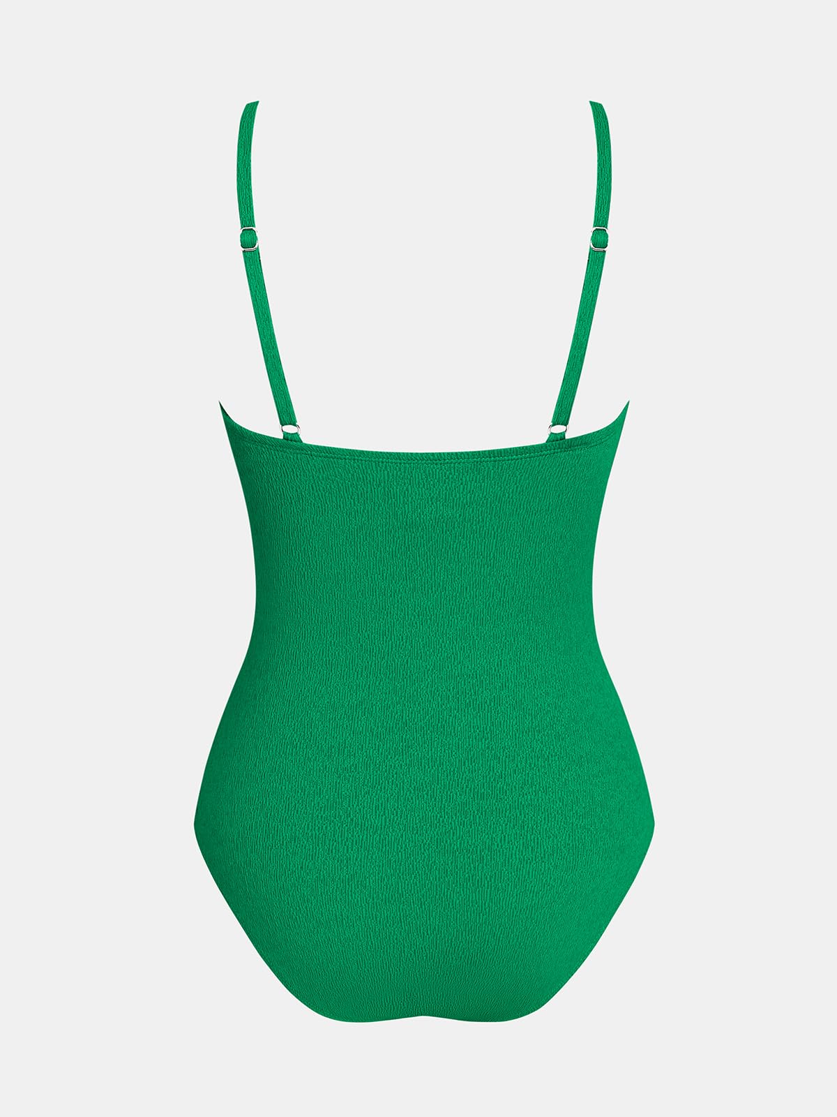 CUPSHE Women's One Piece Swimsuit Bathing Suit V Neck Ruched Adjustable Straps Spaghetti, XL Jade Green