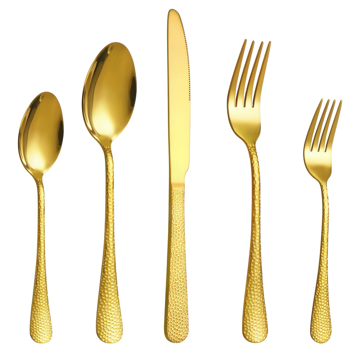 Gold Silverware Set,50-Piece Stainless Steel Flatware Set for 10