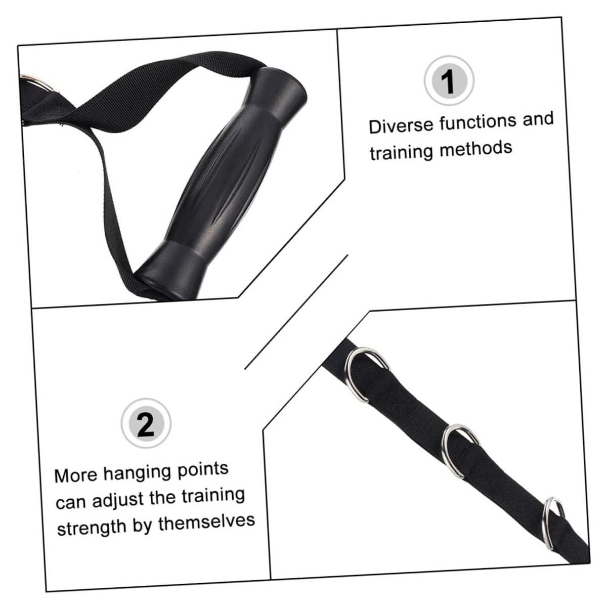 Kisangel 2pcs Heavy Duty Fitness Resistance Bands Exercise Pull Handles Black Tension Tape for Strength Equipment and Bicep Workouts