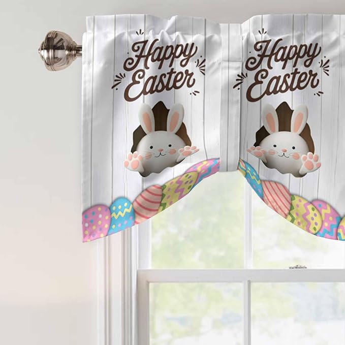 Grey Easter Tie Up Valance Curtains