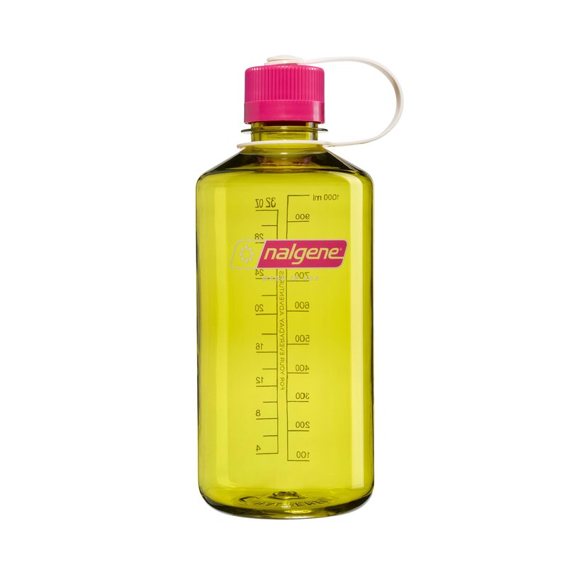 Nalgene 32 oz Narrow Mouth Water Bottle | BPA-Free, Durable & Leak Proof, Lightweight for Hiking & Gym – Thrill & Motion, Endive w/Fuschia Purple