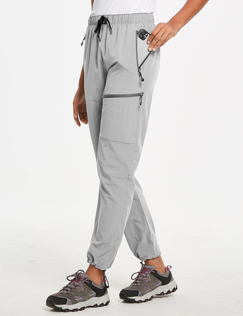 baleaf Travel Pants Women Hiking Long Tall Lightweight Quick Dry Water Resistant Cargo Pants 31'' Cool Gray Size S
