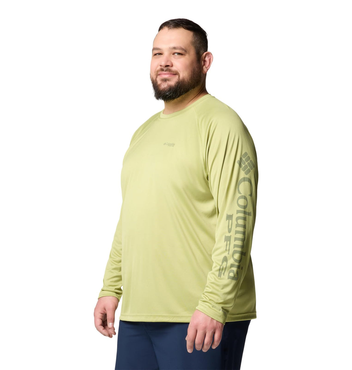 Columbia Men's PFG Terminal Tackle Long Sleeve Fishing Shirt, Pear/Cypress Logo, 3X